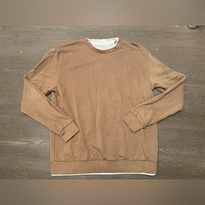 D&F RICKY SINGH TAN AND WHITE CREW NECK - Size Medium SKU:556